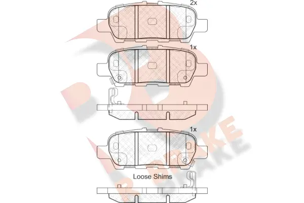 Kit de plaquettes de frein, frein à disque R BRAKE RB1901-203