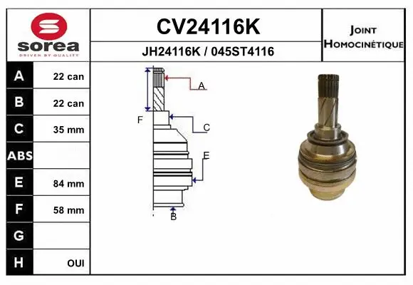 Jeu de joints, arbre de transmission EAI CV24116K