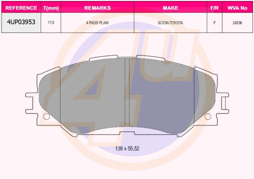 Kit de plaquettes de frein, frein à disque 4u 4UP03953
