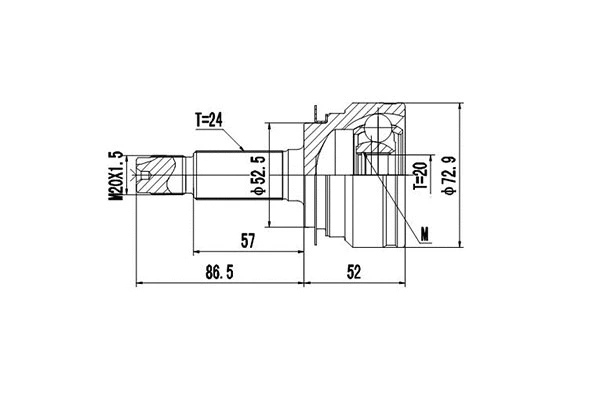 Jeu de joints, arbre de transmission DYNAMATRIX DCV827077