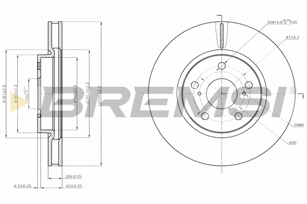 Disque de frein BREMSI CD7814V
