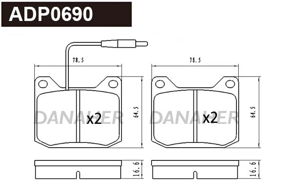 Kit de plaquettes de frein, frein à disque DANAHER ADP0690-01