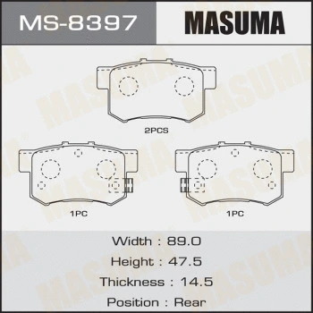 Jeu de mâchoires de frein MASUMA MS-8397