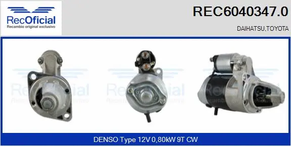 Démarreur RECOFICIAL REC6040347.0