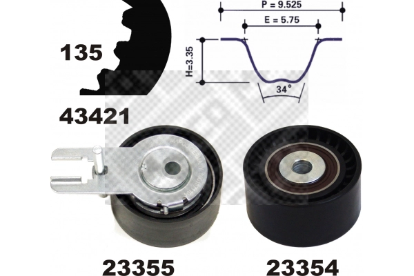 Kit de courroie crantée MAPCO 23421