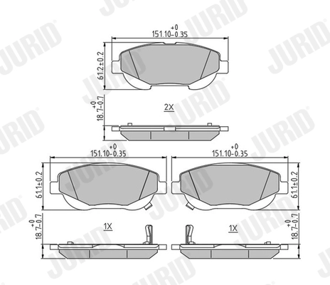 Kit de plaquettes de frein, frein à disque JURID 573631J