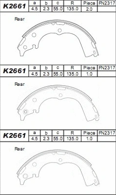 Jeu de mâchoires de frein ASIMCO K2661