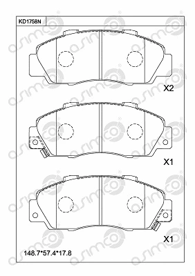 Kit de plaquettes de frein, frein à disque ASIMCO KD1758N
