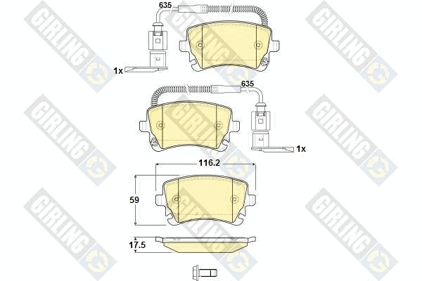 Kit de plaquettes de frein, frein à disque GIRLING 6115081