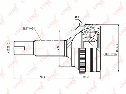 Jeu de joints, arbre de transmission LYNXAUTO CO-7540A