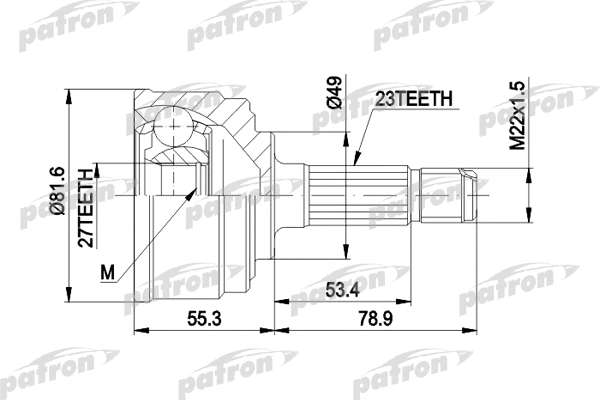 Jeu de joints, arbre de transmission PATRON PCV1086