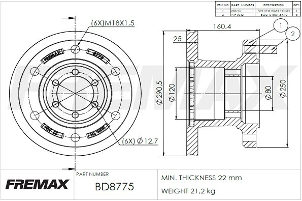Disque de frein FREMAX BD-8775