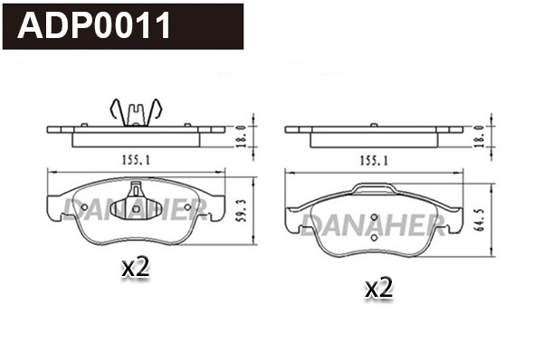 Kit de plaquettes de frein, frein à disque DANAHER ADP0011