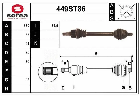 Arbre de transmission STARTCAR 449ST86