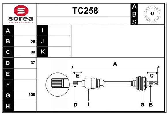 Arbre de transmission SERA TC258