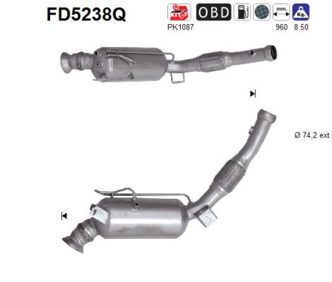 Filtre à particules / à suie, échappement AS FD5238Q