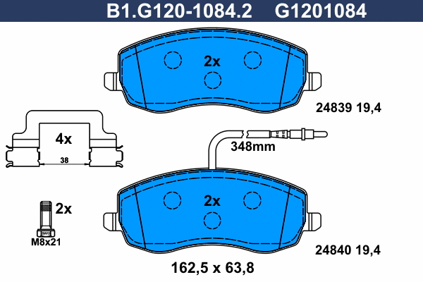 Kit de plaquettes de frein, frein à disque GALFER B1.G120-1084.2