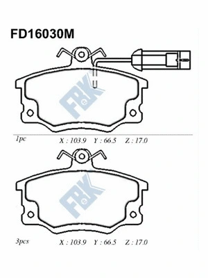 Kit de plaquettes de frein, frein à disque FBK FD16030M