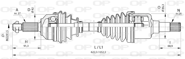 Arbre de transmission OPEN PARTS DRS6376.00
