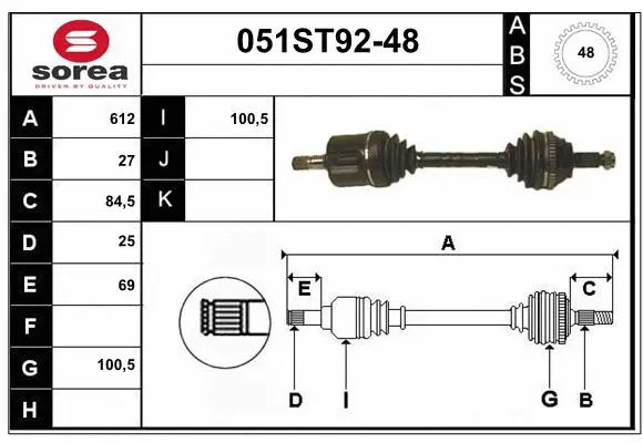 Arbre de transmission STARTCAR 051ST92-48