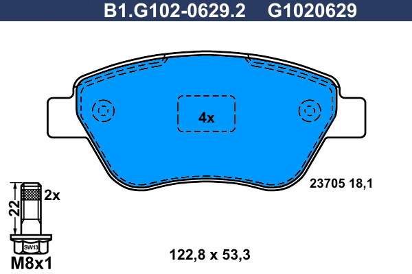 Kit de plaquettes de frein, frein à disque GALFER B1.G102-0629.2