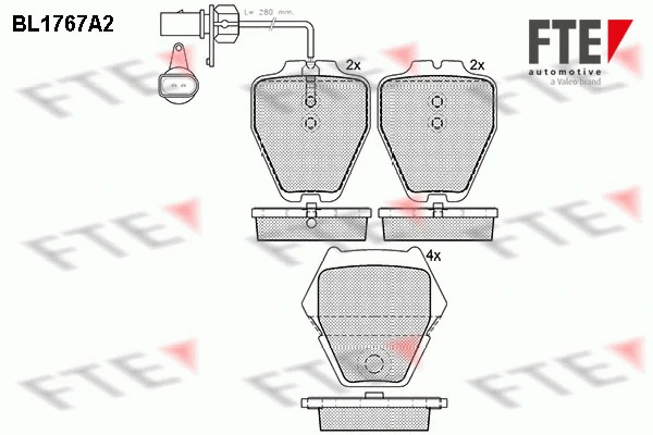 Kit de plaquettes de frein, frein à disque FTE 9010337