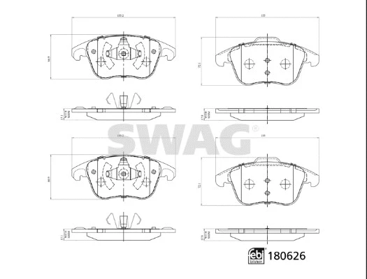 Kit de plaquettes de frein, frein à disque SWAG 33 10 7796