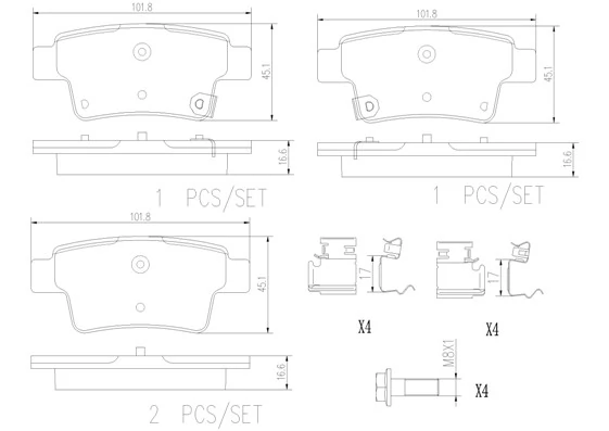 Kit de plaquettes de frein, frein à disque BREMBO P 24 220