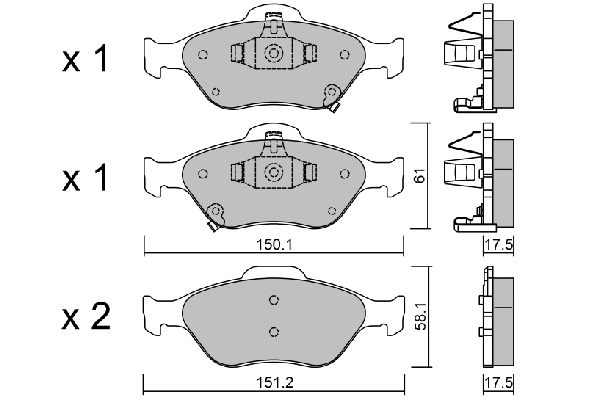 Kit de plaquettes de frein, frein à disque AISIN BPTO-1002