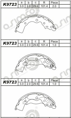 Jeu de mâchoires de frein ASIMCO K9723