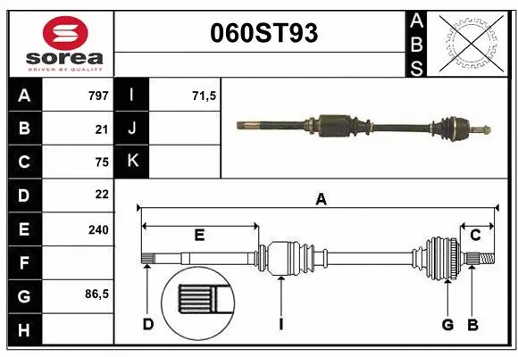 Arbre de transmission STARTCAR 060ST93