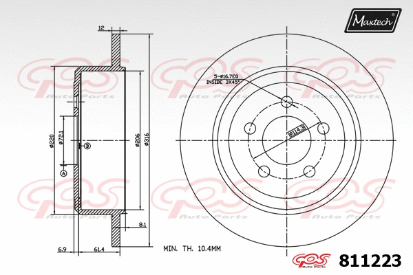 Disque de frein MAXTECH 811223