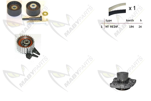 Pompe à eau + kit de courroie crantée MABYPARTS OBKWP0054