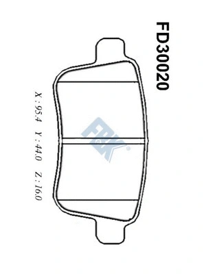 Kit de plaquettes de frein, frein à disque FBK FD30020