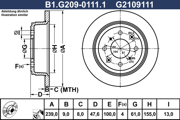 Disque de frein GALFER B1.G209-0111.1