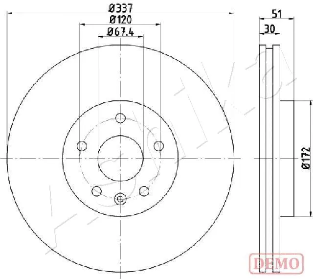 Disque de frein ASHIKA 61-00-0323C