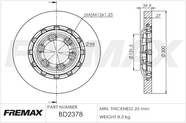 Disque de frein FREMAX BD-2378