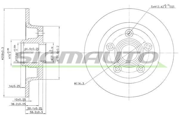 Disque de frein SIGMAUTO DBA456S