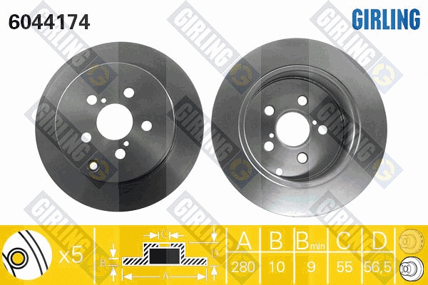 Disque de frein GIRLING 6044174