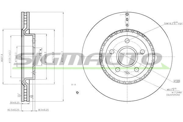 Disque de frein SIGMAUTO DBB723V