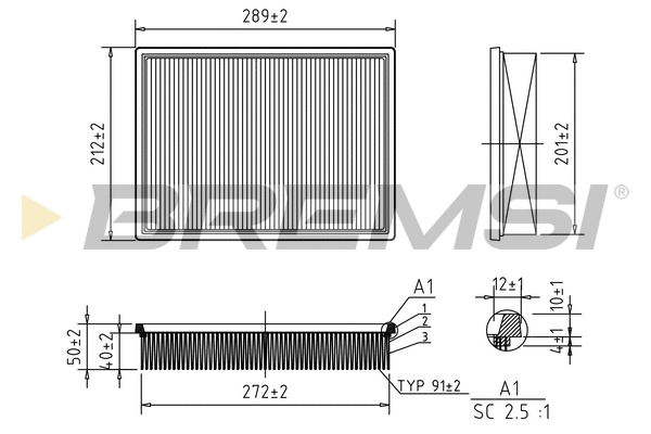 Filtre à air BREMSI FA2046