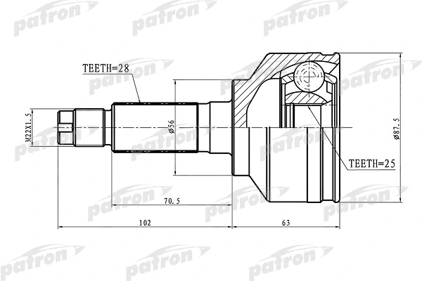 Jeu de joints, arbre de transmission PATRON PCV1654