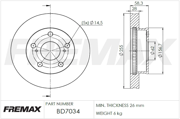 Disque de frein FREMAX BD-7034