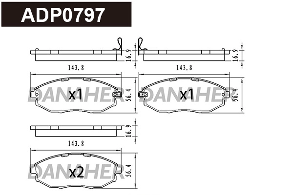 Kit de plaquettes de frein, frein à disque DANAHER ADP0797