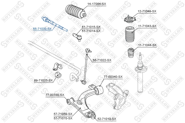 Rotule de direction intérieure, barre de connexion STELLOX 55-71033-SX