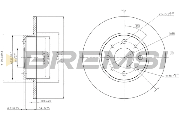 Disque de frein BREMSI CD7741S