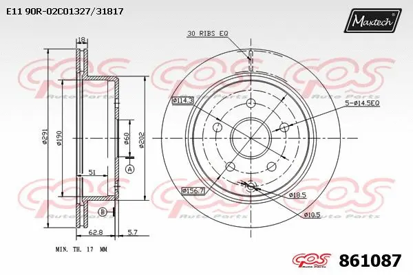 Disque de frein MAXTECH 861087