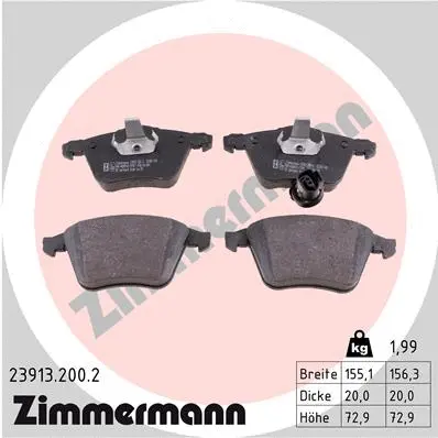 Kit de plaquettes de frein, frein à disque ZIMMERMANN 23913.200.2