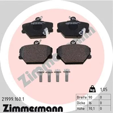 Kit de plaquettes de frein, frein à disque ZIMMERMANN 21999.160.1