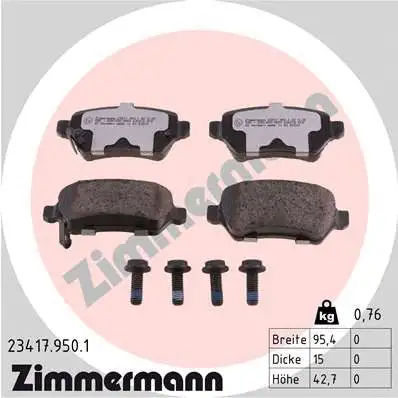 Kit de plaquettes de frein, frein à disque ZIMMERMANN 23417.950.1